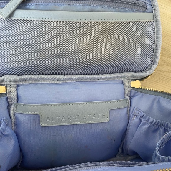 Altar’d State Blue Corduroy Gold Zipper Embroidered Travel‎ Makeup Bag - Picture 4 of 5